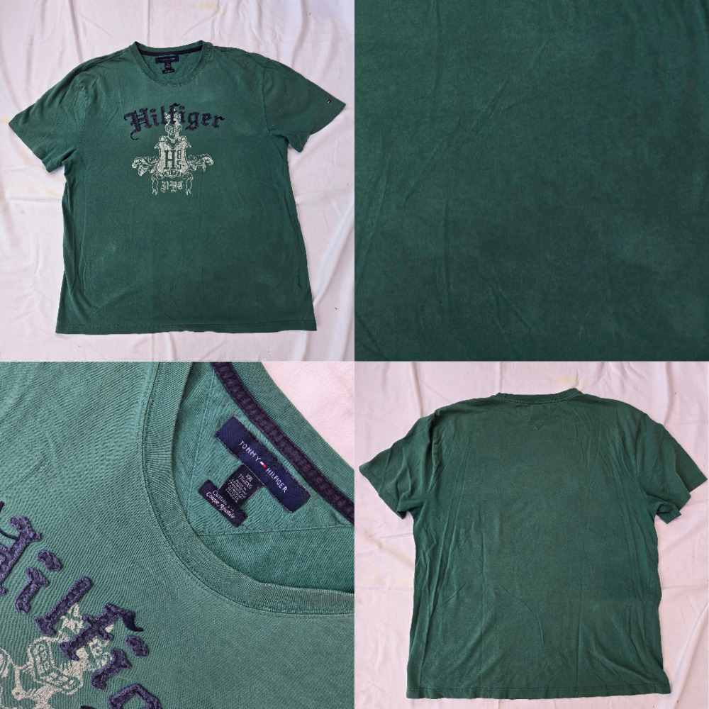 Tommy Hilfiger Graphic T-Shirt Size XXL Green Cotton Crewneck